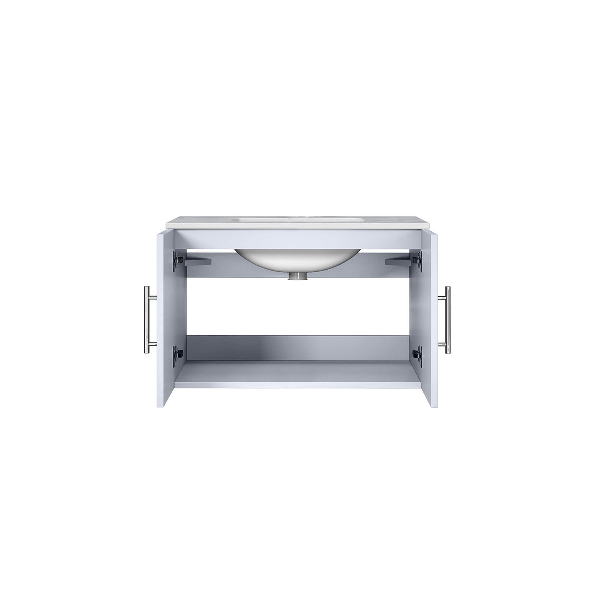 Lexora Geneva 30" Glossy White Single Vanity, White Carrara Marble Top, White Square Sink and no Mirror LG192230DMDS000 - MyBBQDirect