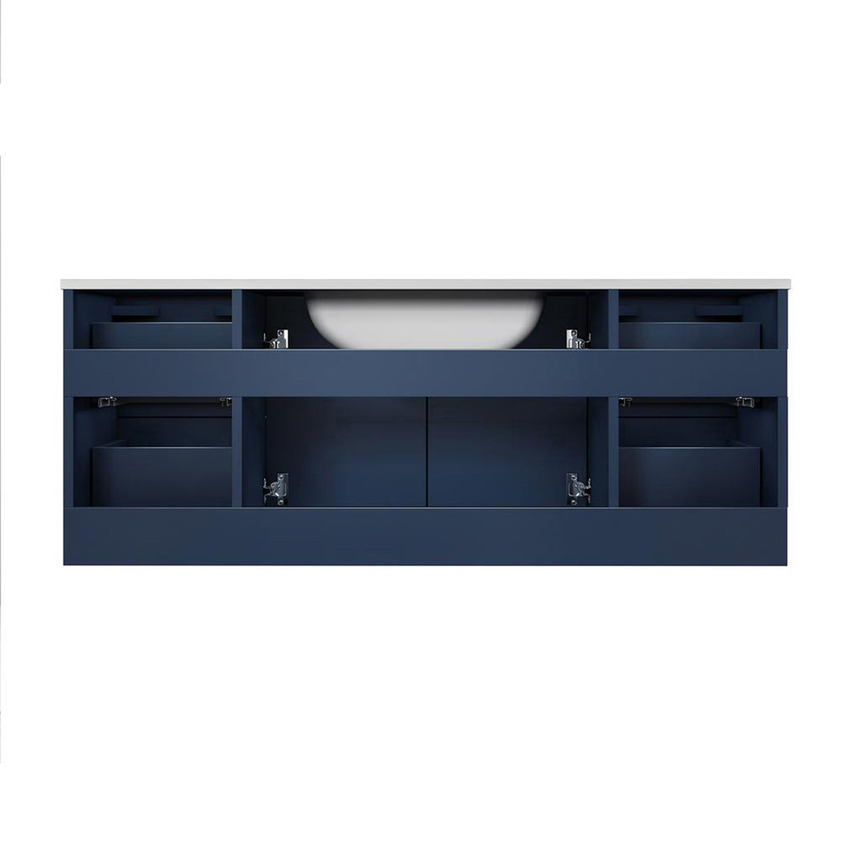 Lexora Geneva 48" Navy Blue Single Vanity, White Carrara Marble Top, White Square Sink and no Mirror LG192248DEDS000 - MyBBQDirect