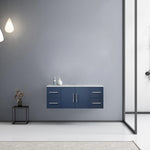 Lexora Geneva 48" Navy Blue Single Vanity, White Carrara Marble Top, White Square Sink and no Mirror LG192248DEDS000 - MyBBQDirect