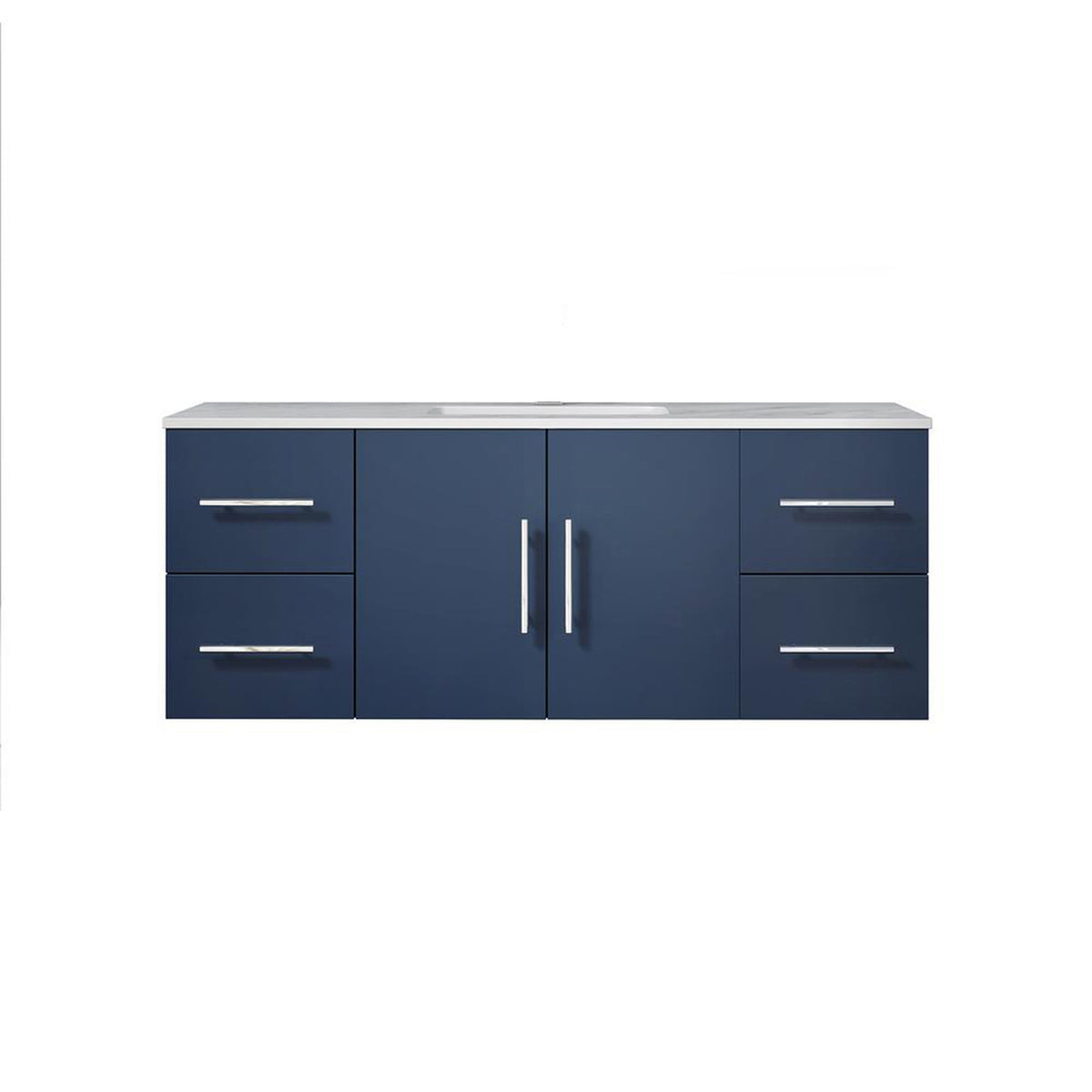 Lexora Geneva 48" Navy Blue Single Vanity, White Carrara Marble Top, White Square Sink and no Mirror LG192248DEDS000 - MyBBQDirect