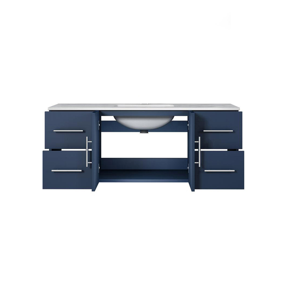 Lexora Geneva 48" Navy Blue Single Vanity, White Carrara Marble Top, White Square Sink and no Mirror LG192248DEDS000 - MyBBQDirect
