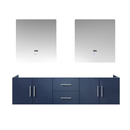 Lexora Geneva 72" Navy Blue Double Vanity, no Top and 30" LED Mirrors- LG192272DE00LM30 - MyBBQDirect