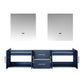 Lexora Geneva 72" Navy Blue Double Vanity, no Top and 30" LED Mirrors- LG192272DE00LM30 - MyBBQDirect