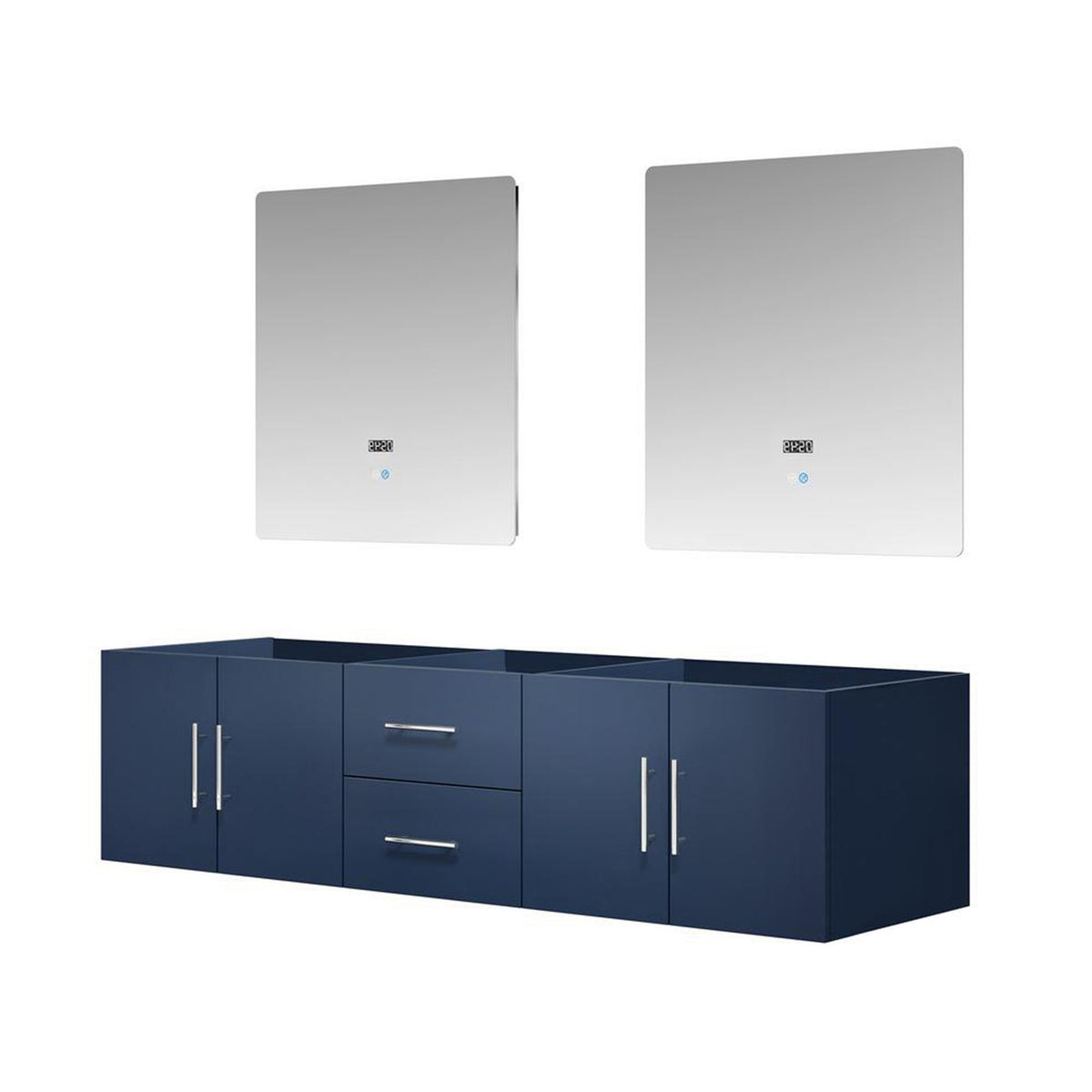 Lexora Geneva 72" Navy Blue Double Vanity, no Top and 30" LED Mirrors- LG192272DE00LM30 - MyBBQDirect
