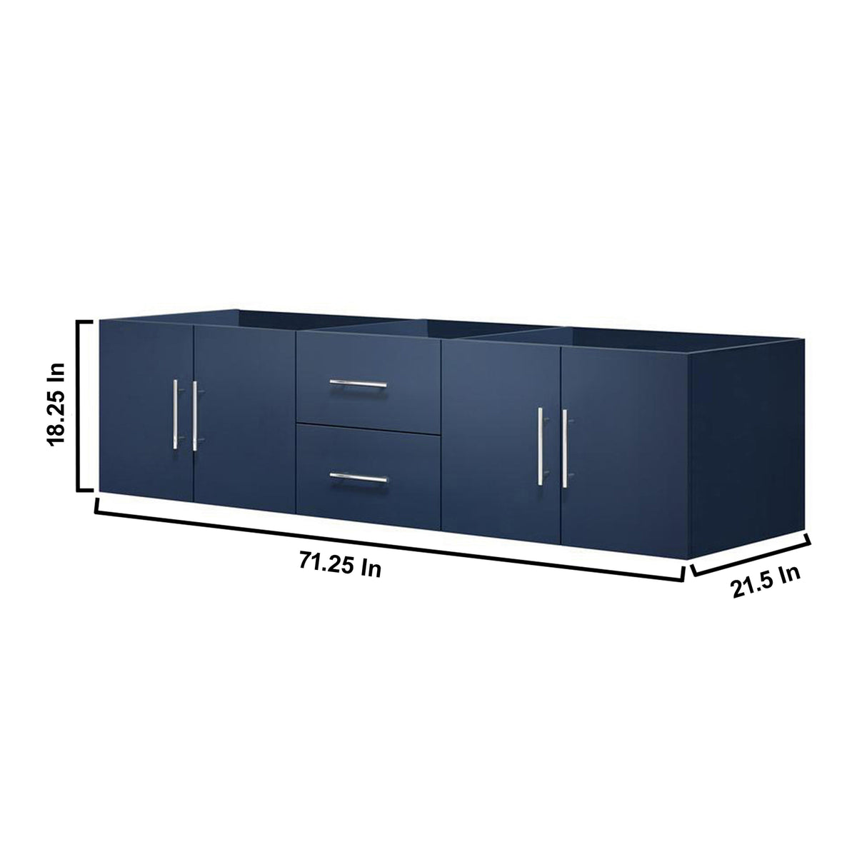 Lexora Geneva 72" Navy Blue Double Vanity, no Top and 30" LED Mirrors- LG192272DE00LM30 - MyBBQDirect