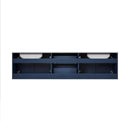 Lexora Geneva 72" Navy Blue Double Vanity, White Carrara Marble Top, White Square Sinks and 30" LED Mirrors - LG192272DEDSLM30