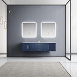 Lexora Geneva 72" Navy Blue Double Vanity, White Carrara Marble Top, White Square Sinks and 30" LED Mirrors - LG192272DEDSLM30 - MyBBQDirect