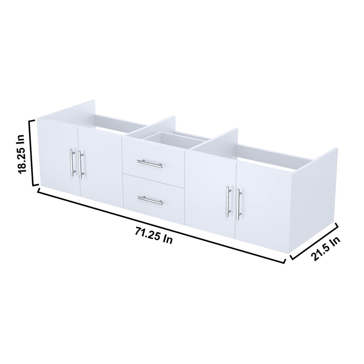 Lexora Geneva 72" Glossy White Vanity Cabinet Only LG192272DM00000 - MyBBQDirect