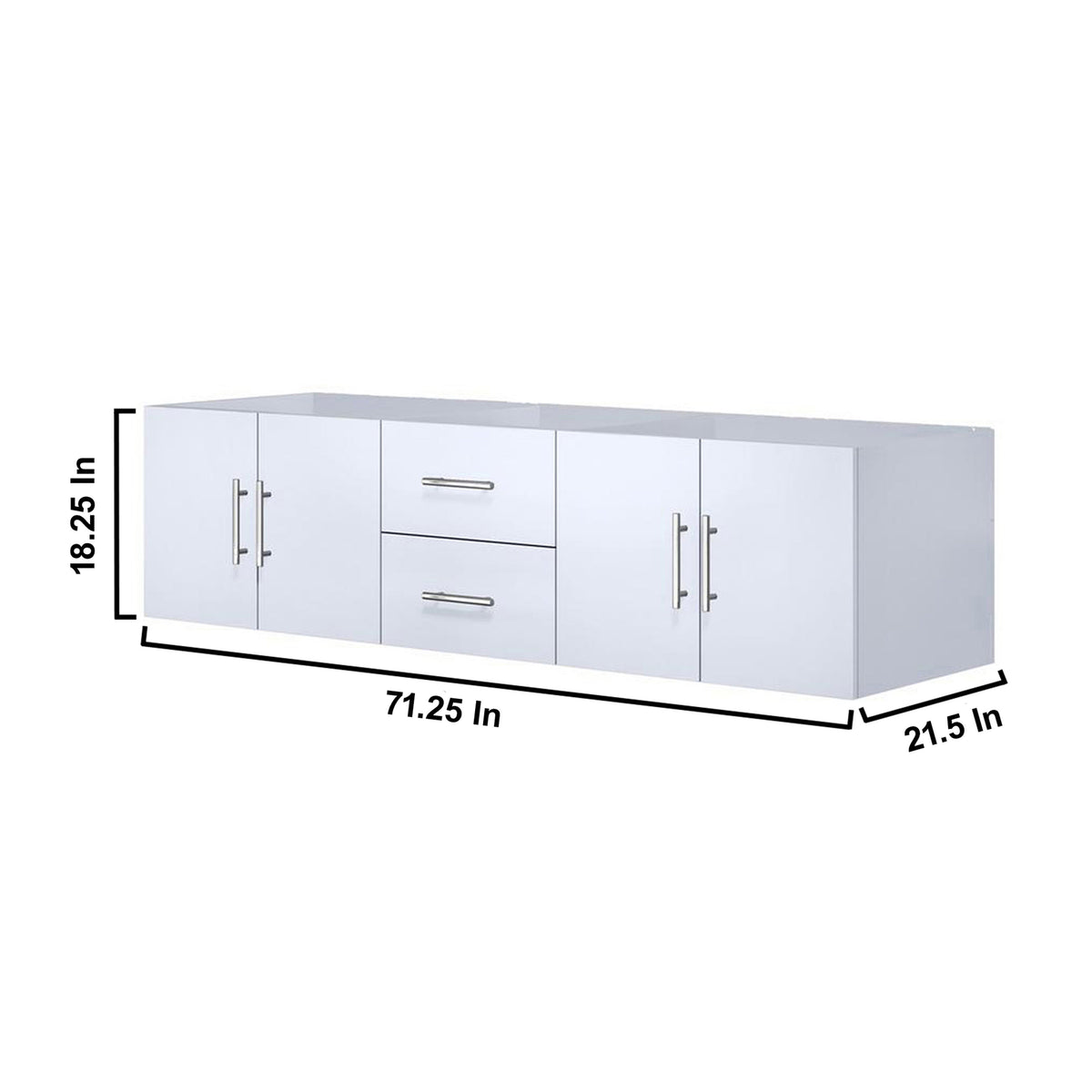 Lexora Geneva 72" Glossy White Double Vanity, no Top and 30" LED Mirrors LG192272DM00LM30 - MyBBQDirect
