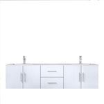 Lexora Geneva 72" Glossy White Double Vanity, White Carrara Marble Top, White Square Sinks and no Mirror LG192272DMDS000 - MyBBQDirect