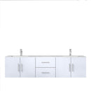 Lexora Geneva 72" Glossy White Double Vanity, White Carrara Marble Top, White Square Sinks and no Mirror LG192272DMDS000 - MyBBQDirect