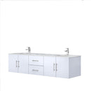 Lexora Geneva 72" Glossy White Double Vanity, White Carrara Marble Top, White Square Sinks and no Mirror LG192272DMDS000 - MyBBQDirect