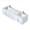 Lexora Geneva 72" Glossy White Double Vanity, White Carrara Marble Top, White Square Sinks and no Mirror LG192272DMDS000 - MyBBQDirect