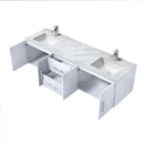 Lexora Geneva 72" Glossy White Double Vanity, White Carrara Marble Top, White Square Sinks and no Mirror LG192272DMDS000 - MyBBQDirect