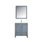 Lexora Jacques 30" Dark Grey Single Vanity, White Carrara Marble Top, White Square Sink and 28" Mirror w/ Faucet LJ342230SBDSM28F - MyBBQDirect