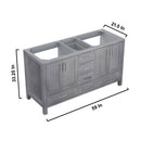 Lexora Jacques 60" Distressed Grey Double Vanity, no Top and 58" Mirror LJ342260DD00M58