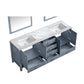 Lexora  Jacques 80" Dark Grey Double Vanity, White Carrara Marble Top, White Square Sinks and 30" Mirrors LJ342280DBDSM30 - MyBBQDirect