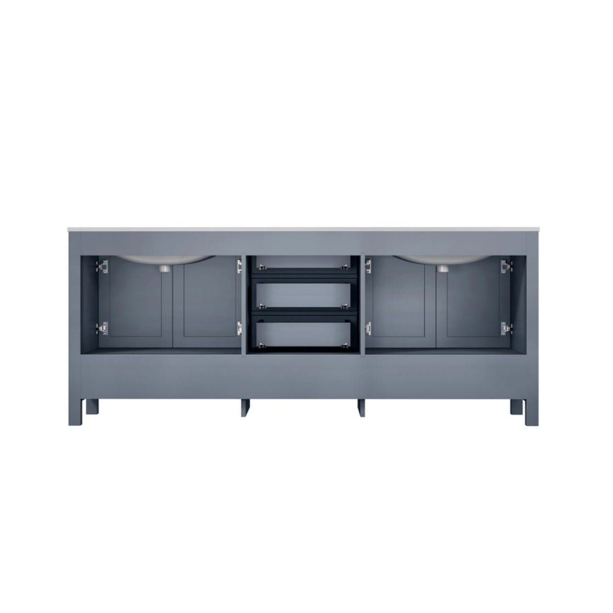Lexora  Jacques 80" Dark Grey Double Vanity, White Carrara Marble Top, White Square Sinks and 30" Mirrors LJ342280DBDSM30 - MyBBQDirect