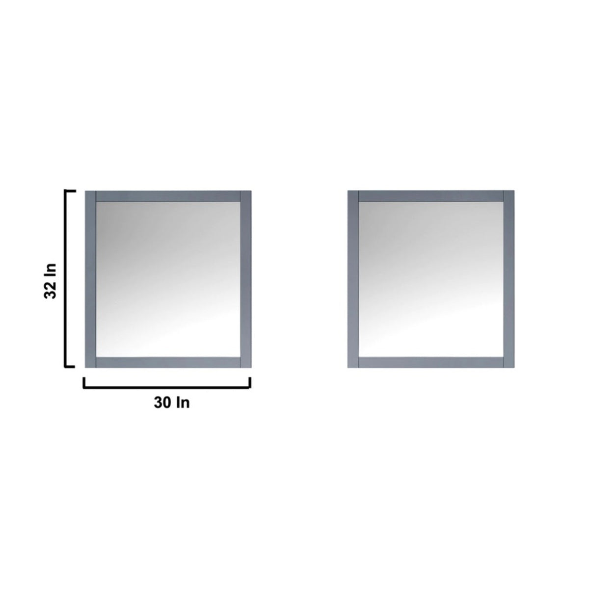Lexora  Jacques 80" Dark Grey Double Vanity, White Carrara Marble Top, White Square Sinks and 30" Mirrors LJ342280DBDSM30 - MyBBQDirect