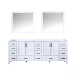Lexora  Jacques 84" White Double Vanity, no Top and 34" Mirrors LJ342284DA00M34 - MyBBQDirect