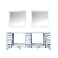 Lexora  Jacques 84" White Double Vanity, no Top and 34" Mirrors LJ342284DA00M34 - MyBBQDirect