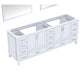Lexora  Jacques 84" White Double Vanity, no Top and 34" Mirrors LJ342284DA00M34 - MyBBQDirect