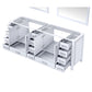 Lexora  Jacques 84" White Double Vanity, no Top and 34" Mirrors LJ342284DA00M34 - MyBBQDirect