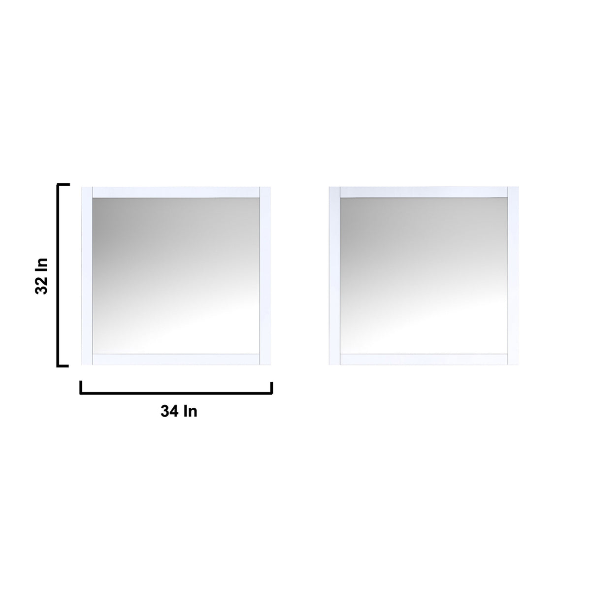 Lexora  Jacques 84" White Double Vanity, no Top and 34" Mirrors LJ342284DA00M34 - MyBBQDirect