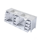 Lexora  Jacques 84" White Double Vanity, White Carrara Marble Top, White Square Sinks and no Mirror LJ342284DADS000