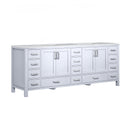 Lexora  Jacques 84" White Double Vanity, White Carrara Marble Top, White Square Sinks and no Mirror LJ342284DADS000