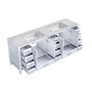 Lexora  Jacques 84" White Double Vanity, White Carrara Marble Top, White Square Sinks and no Mirror LJ342284DADS000