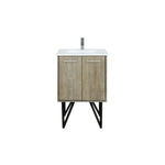 Lexora Lancy 24" Rustic Acacia Bathroom Vanity, White Quartz Top, White Square Sink, and Labaro Brushed Nickel Faucet Set - LLC24SKSOS000FBN - MyBBQDirect