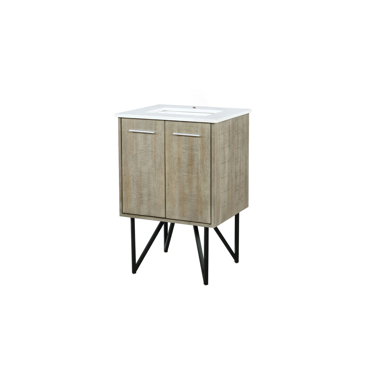 Lexora Lancy 24" Rustic Acacia Bathroom Vanity, White Quartz Top, and White Square Sink - LLC24SKSOS000 - MyBBQDirect