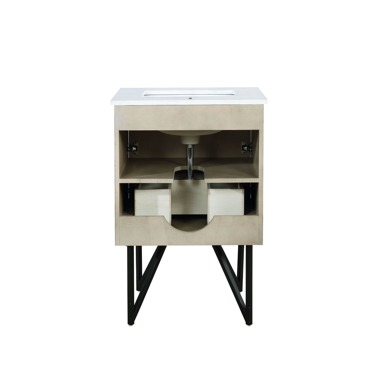 Lexora Lancy 24" Rustic Acacia Bathroom Vanity, White Quartz Top, and White Square Sink - LLC24SKSOS000 - MyBBQDirect