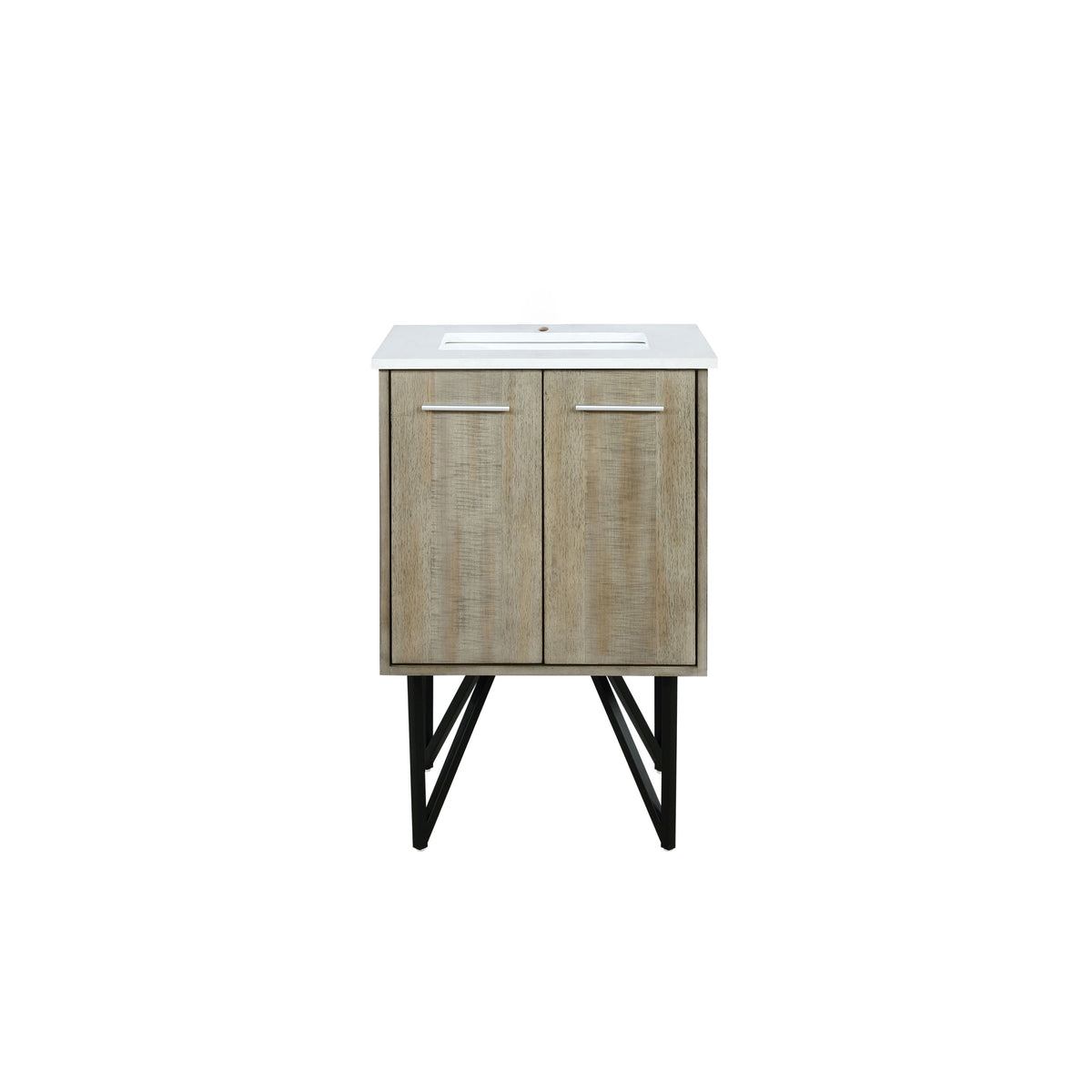 Lexora Lancy 24" Rustic Acacia Bathroom Vanity, White Quartz Top, and White Square Sink - LLC24SKSOS000 - MyBBQDirect