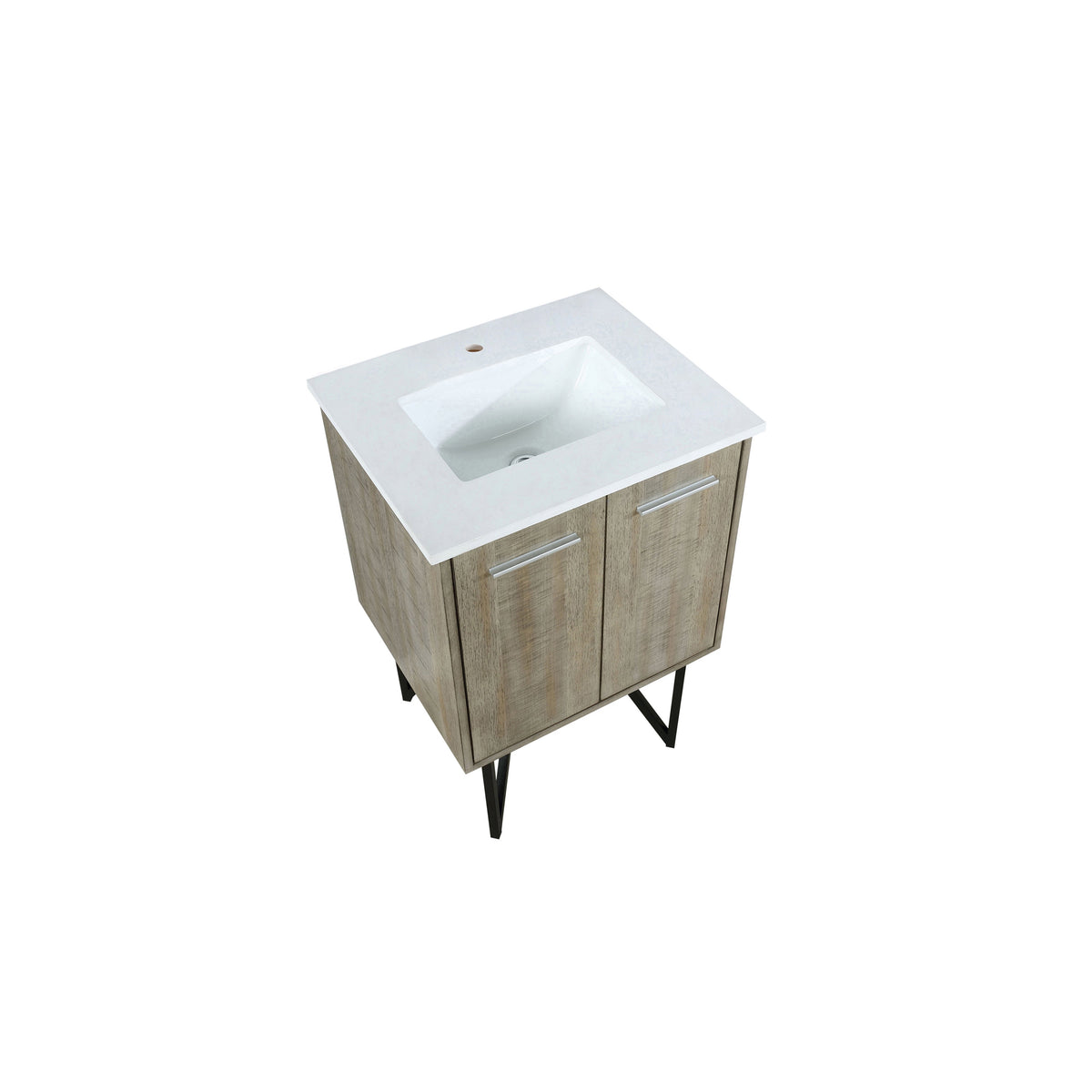 Lexora Lancy 24" Rustic Acacia Bathroom Vanity, White Quartz Top, and White Square Sink - LLC24SKSOS000 - MyBBQDirect