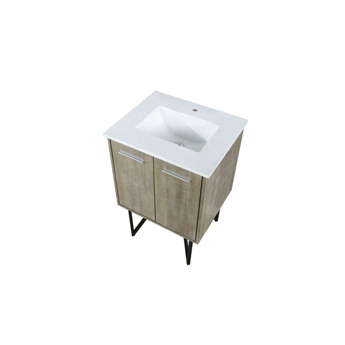 Lexora Lancy 24" Rustic Acacia Bathroom Vanity, White Quartz Top, and White Square Sink - LLC24SKSOS000 - MyBBQDirect