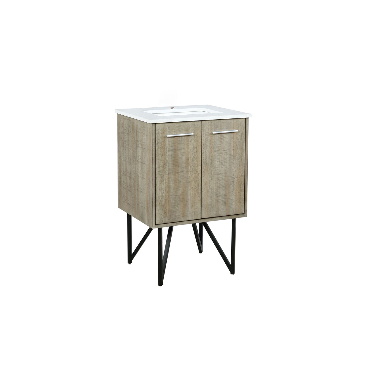 Lexora Lancy 24" Rustic Acacia Bathroom Vanity, White Quartz Top, and White Square Sink - LLC24SKSOS000 - MyBBQDirect