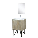 Lexora Lancy 24" Rustic Acacia Bathroom Vanity, White Quartz Top, White Square Sink, Labaro Rose Gold Faucet Set, and 18" Frameless Mirror LLC24SKSOSM18FRG - MyBBQDirect