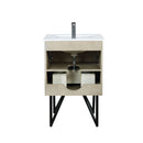 Lexora Lancy 24" Rustic Acacia Bathroom Vanity, White Quartz Top, White Square Sink, Labaro Rose Gold Faucet Set, and 18" Frameless Mirror LLC24SKSOSM18FRG - MyBBQDirect