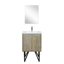 Lexora Lancy 24" Rustic Acacia Bathroom Vanity, White Quartz Top, White Square Sink, Labaro Rose Gold Faucet Set, and 18" Frameless Mirror LLC24SKSOSM18FRG - MyBBQDirect