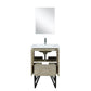 Lexora Lancy 24" Rustic Acacia Bathroom Vanity, White Quartz Top, White Square Sink, Labaro Rose Gold Faucet Set, and 18" Frameless Mirror LLC24SKSOSM18FRG - MyBBQDirect