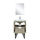Lexora Lancy 24" Rustic Acacia Bathroom Vanity, White Quartz Top, White Square Sink, Labaro Rose Gold Faucet Set, and 18" Frameless Mirror LLC24SKSOSM18FRG - MyBBQDirect