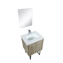 Lexora Lancy 24" Rustic Acacia Bathroom Vanity, White Quartz Top, White Square Sink, Labaro Rose Gold Faucet Set, and 18" Frameless Mirror LLC24SKSOSM18FRG - MyBBQDirect