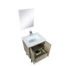 Lexora Lancy 24" Rustic Acacia Bathroom Vanity, White Quartz Top, White Square Sink, Labaro Rose Gold Faucet Set, and 18" Frameless Mirror LLC24SKSOSM18FRG - MyBBQDirect
