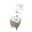 Lexora Lancy 24" Rustic Acacia Bathroom Vanity, White Quartz Top, White Square Sink, Labaro Rose Gold Faucet Set, and 18" Frameless Mirror LLC24SKSOSM18FRG - MyBBQDirect