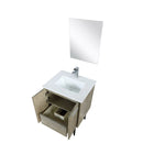 Lexora Lancy 24" Rustic Acacia Bathroom Vanity, White Quartz Top, White Square Sink, Labaro Rose Gold Faucet Set, and 18" Frameless Mirror LLC24SKSOSM18FRG - MyBBQDirect