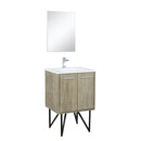 Lexora Lancy 24" Rustic Acacia Bathroom Vanity, White Quartz Top, White Square Sink, Labaro Rose Gold Faucet Set, and 18" Frameless Mirror LLC24SKSOSM18FRG - MyBBQDirect
