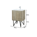 Lexora Lancy 24" Rustic Acacia Bathroom Vanity, White Quartz Top, White Square Sink, Balzani Gun Metal Faucet Set, and 18" Frameless Mirror LLC24SKSOSM18FGM