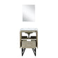 Lexora Lancy 24" Rustic Acacia Bathroom Vanity, White Quartz Top, White Square Sink, and 18" Frameless Mirror - LLC24SKSOSM18 - MyBBQDirect
